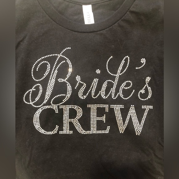 Black w/ jewel “Bride’s Crew” scoop-neck short sleeve T-shirt (size S) - Picture 3 of 6